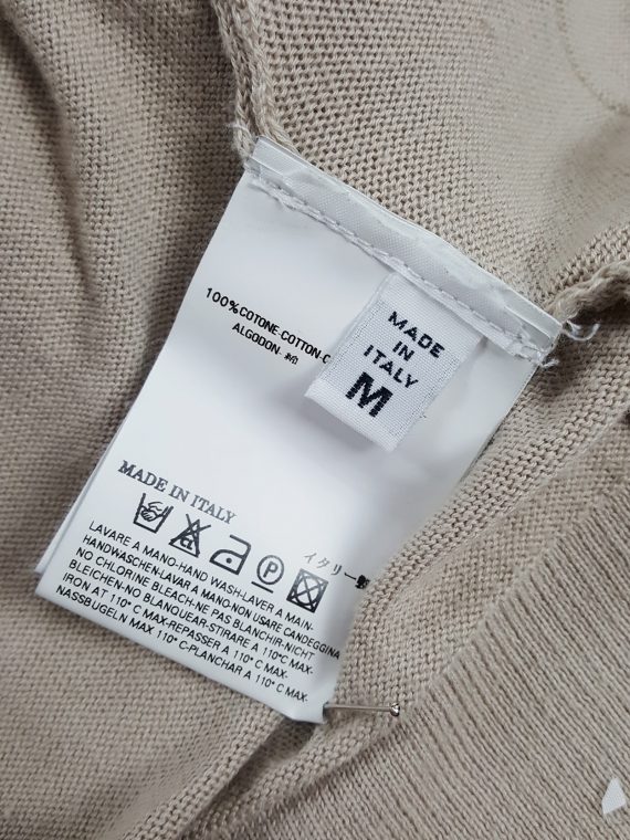 vaniitas vintage Maison Martin Margiela beige cardigan with silk torn trims spring 2006 155437
