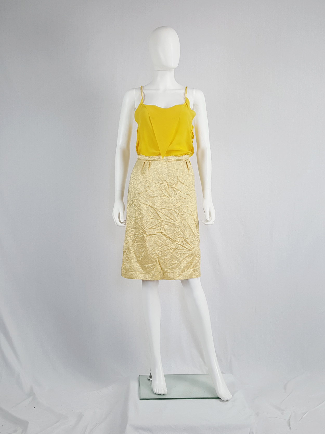 Maison Martin Margiela gold wrinkled skirt in exclusive