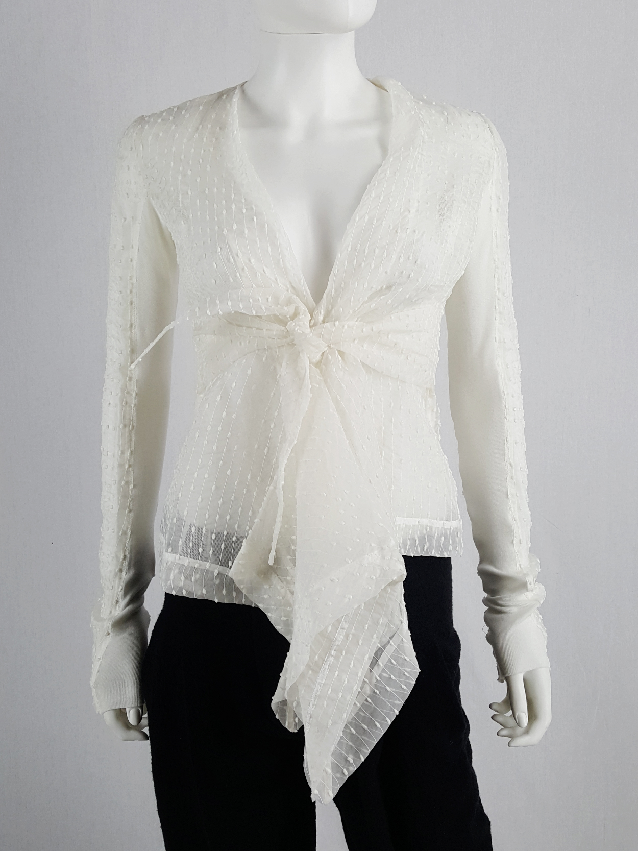 Rick Owens white sheer summer jacket with front drape