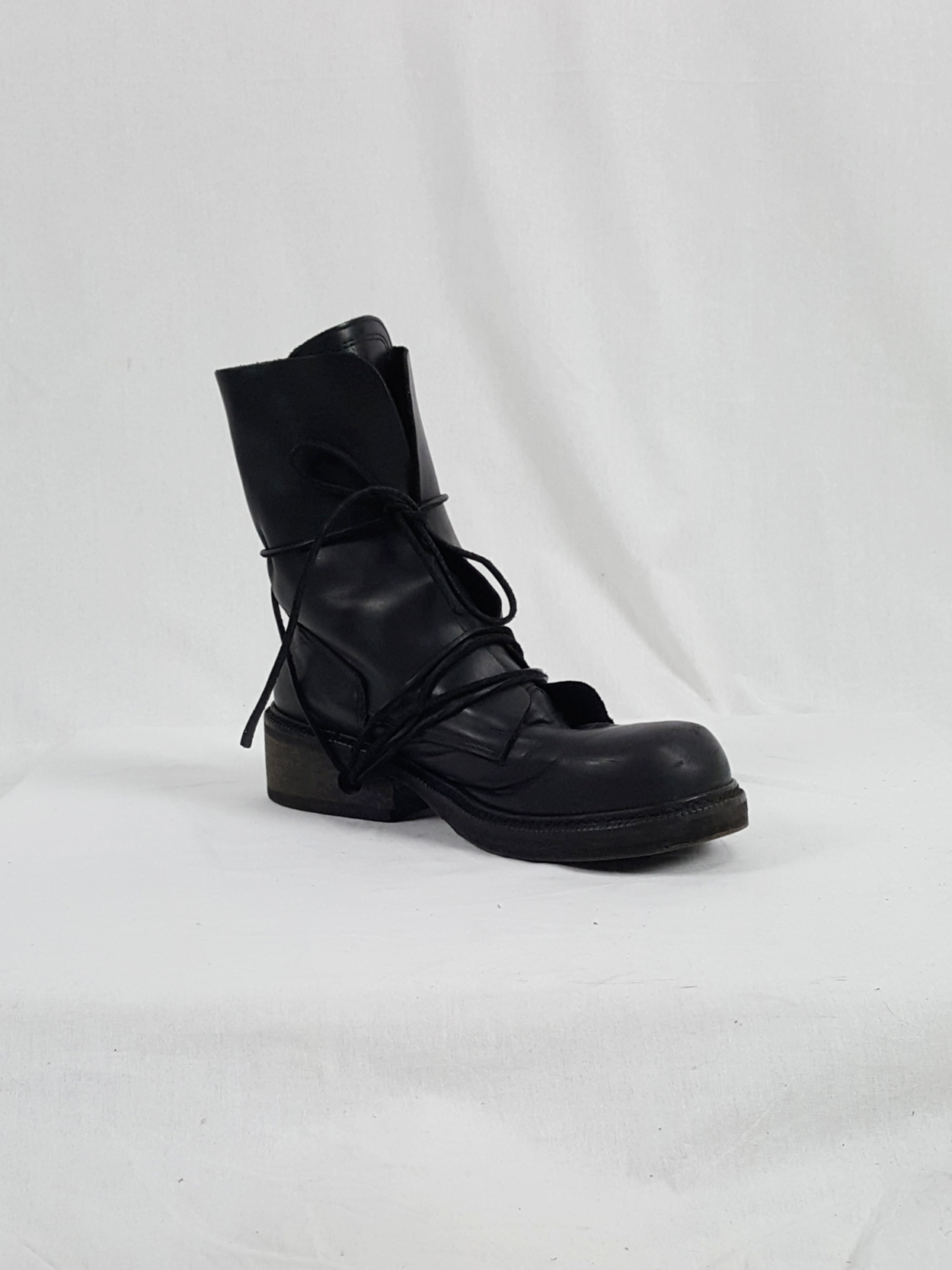 Dirk Bikkembergs black tall boots with laces through the soles (44
