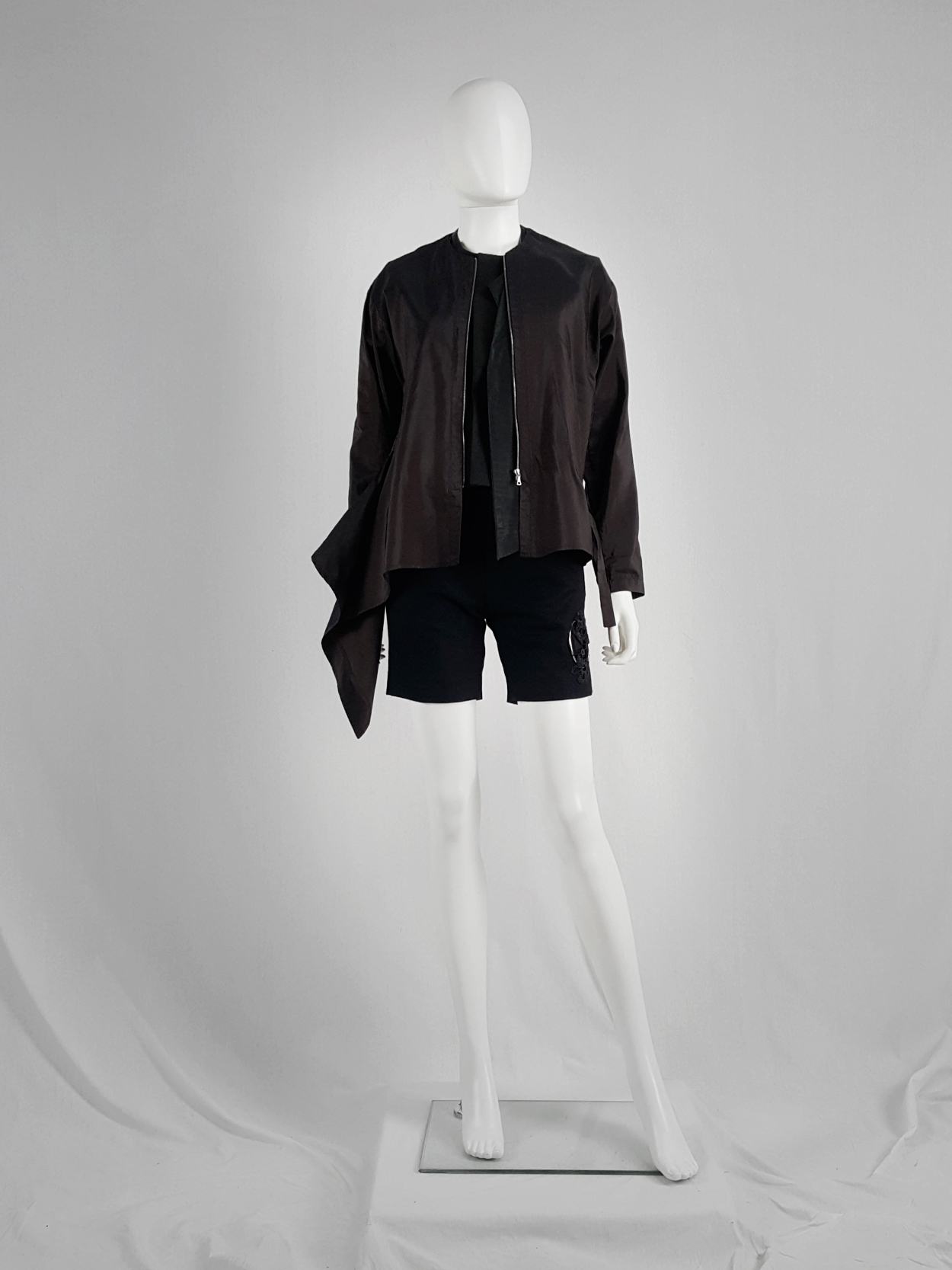 Dries Van Noten purple bomber jacket with side drape