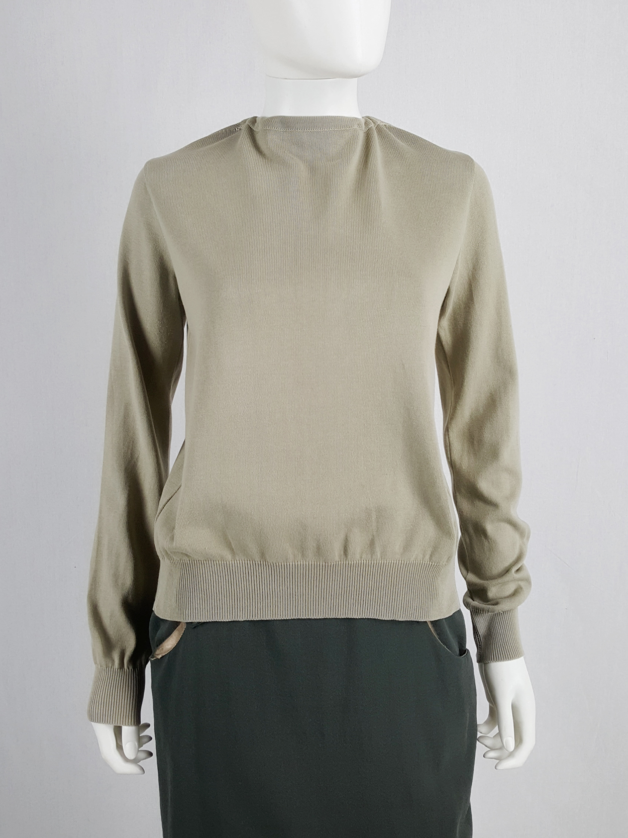 Maison Martin Margiela 6 beige jumper with open back by Miss 