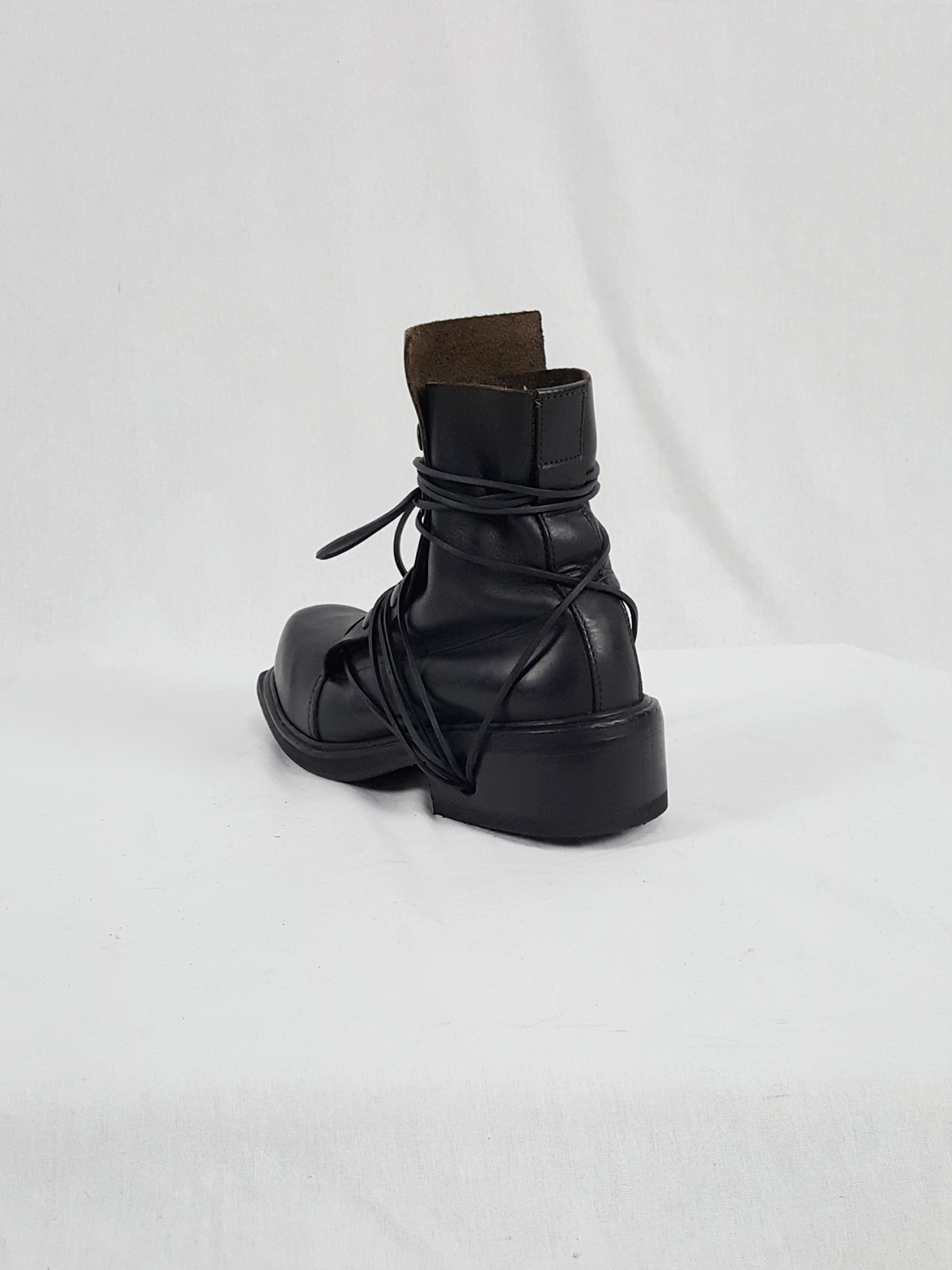 Dirk Bikkembergs black boots with snap button front and laces