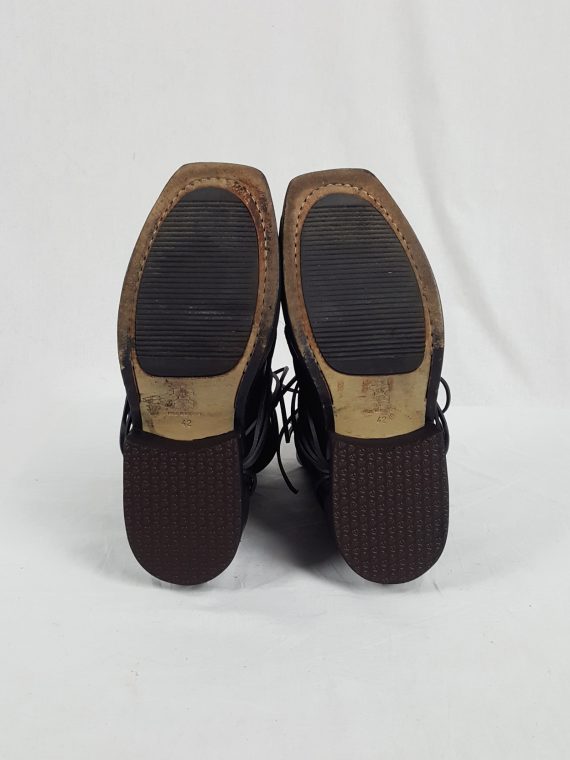 Dirk Bikkembergs black boots with snap button front and laces through the soles 90S archival 184649