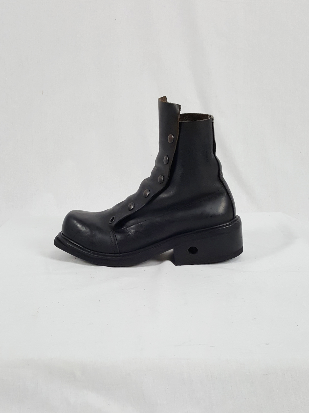 Dirk Bikkembergs black boots with snap button front and laces