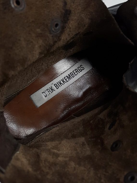Dirk Bikkembergs black boots with snap button front and laces through the soles 90S archival 185405