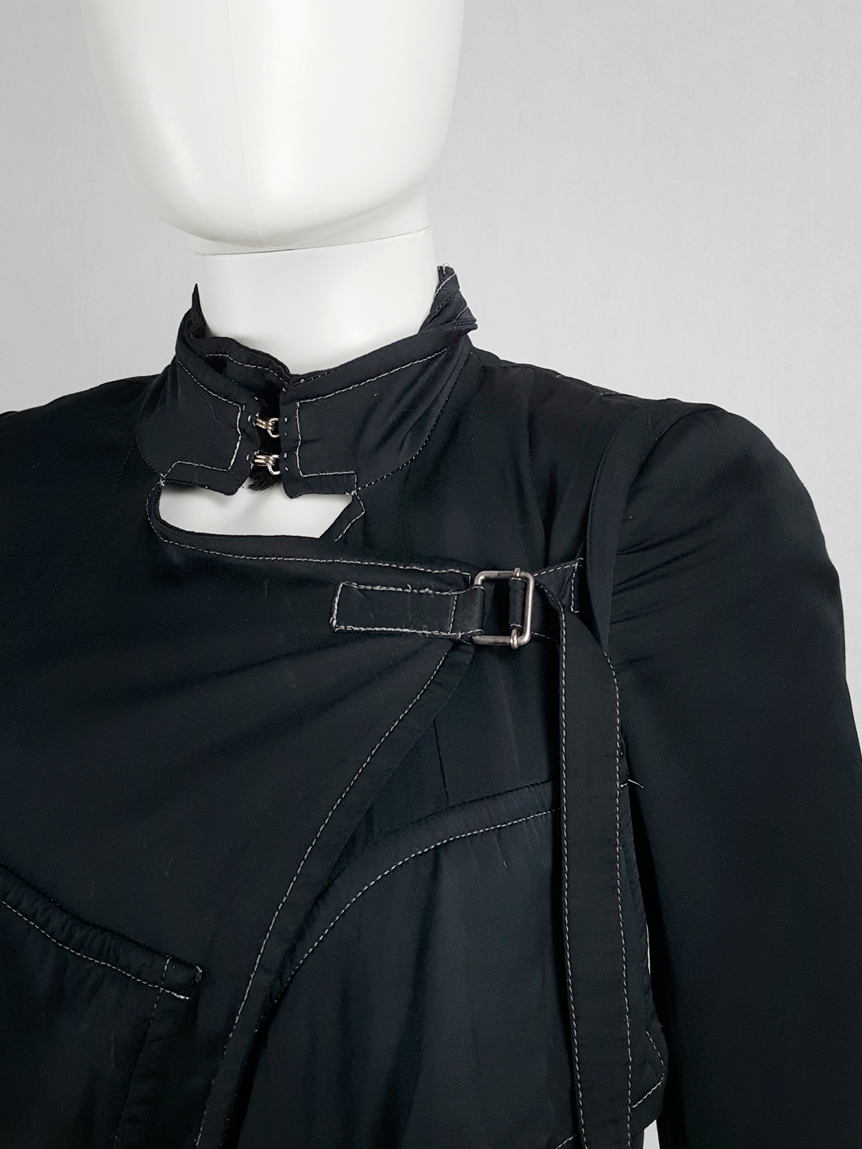 Ann Demeulemeester black jacket with front and back straps 