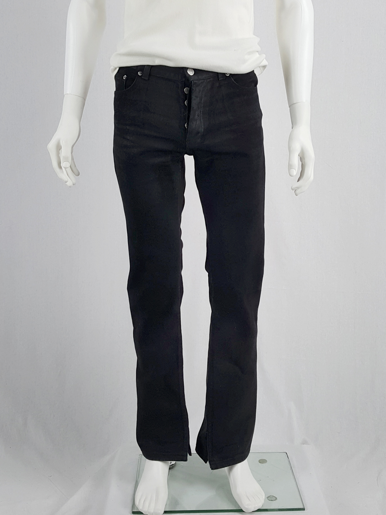 Helmut Lang coated black denim, produced in 1998 - VANIITAS 
