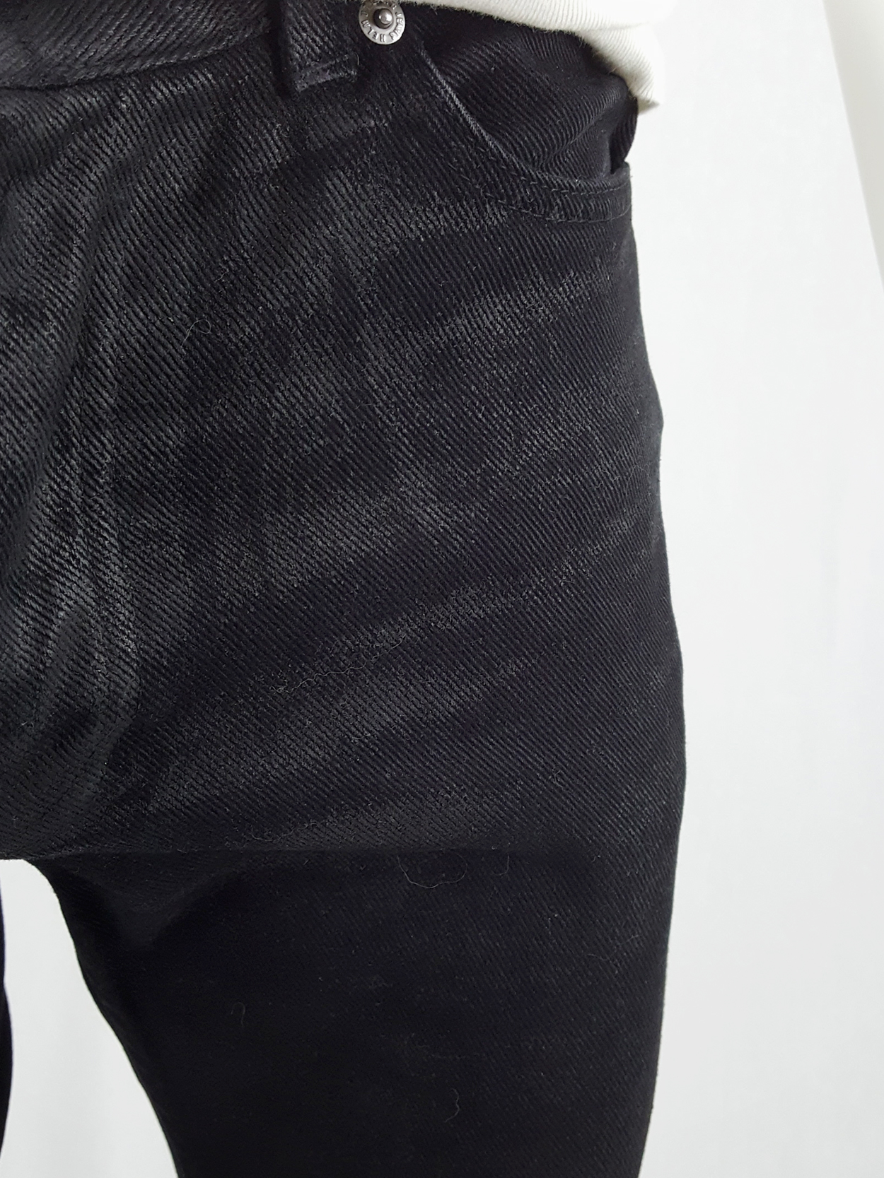 Helmut Lang coated black denim, produced in 1998 - VANIITAS 