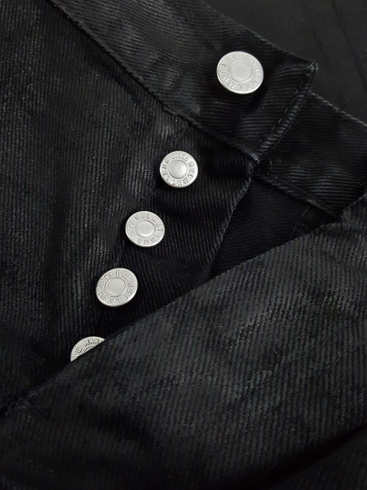 Helmut Lang coated black denim, produced in 1998 - VANIITAS