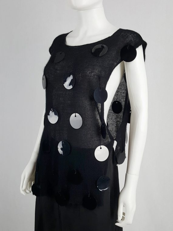 Maison Martin Margiela black knit top with oversized sequins