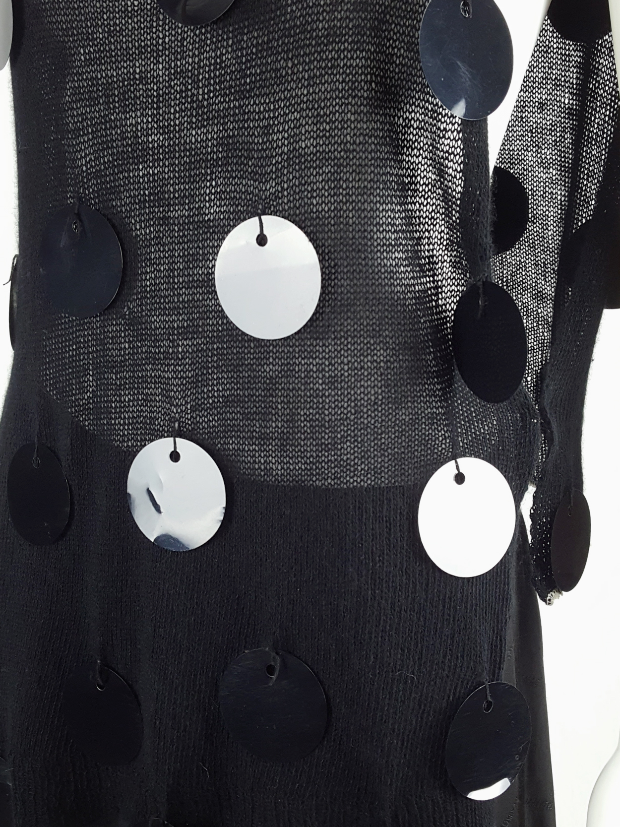 Maison Martin Margiela black knit top with oversized sequins 