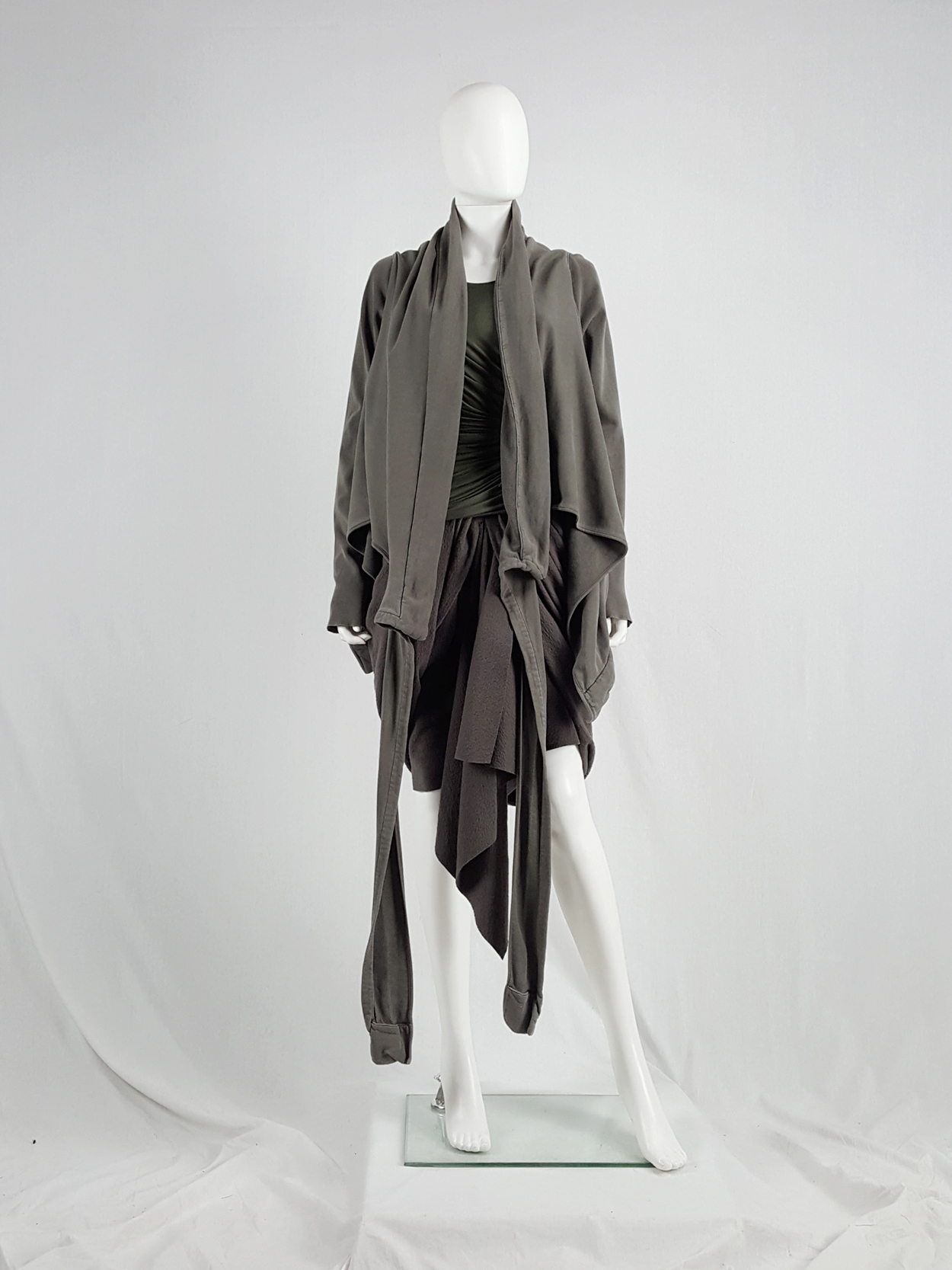 RICK OWENS DRKSHDW クランハリ トロストリンク フティ Rick Owens DRKSHDW green wrapped cowl neck jumper with