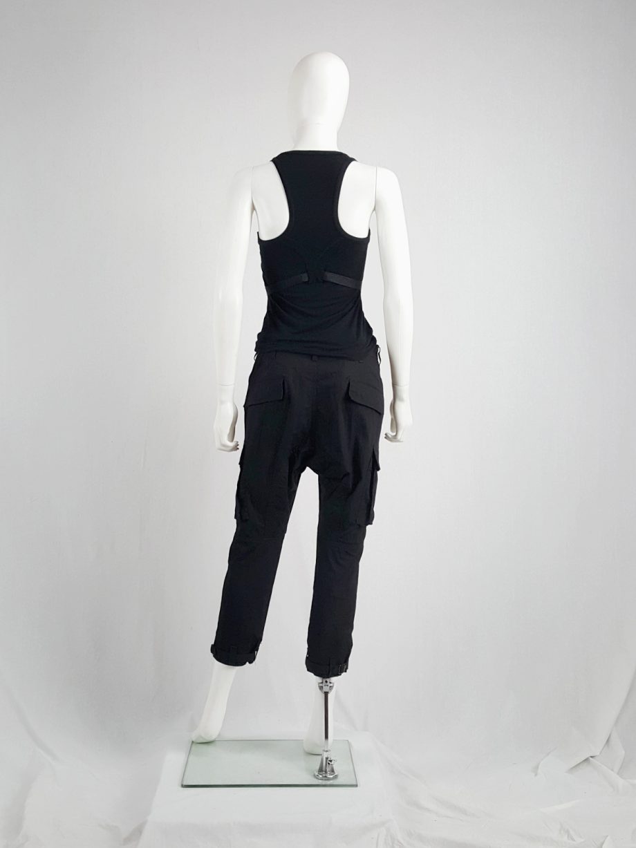 Y's Yohji Yamamoto black drop crotch trousers with cargo