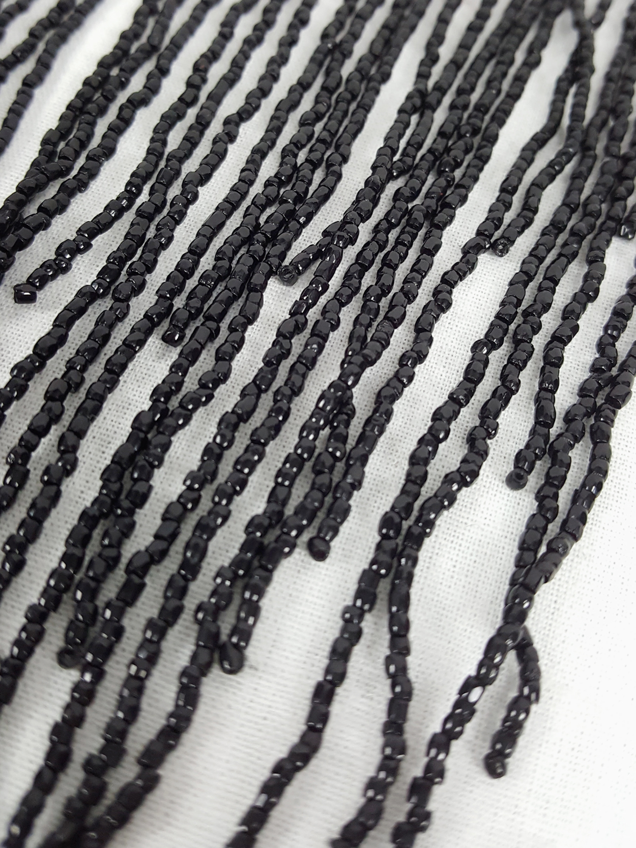 Ann Demeulemeester black necklace with beaded fringe — spring 2012 