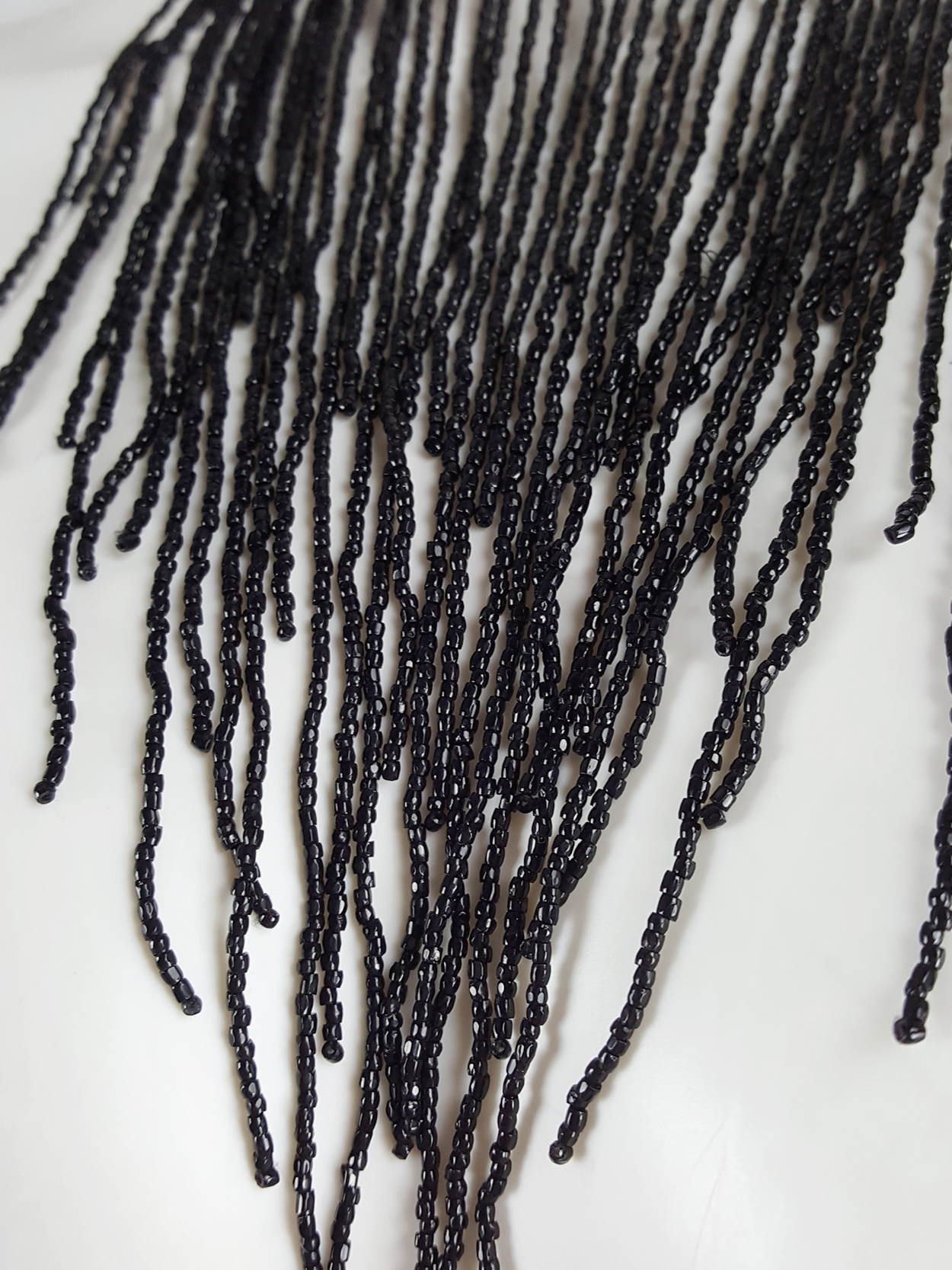 Ann Demeulemeester black necklace with beaded fringe — spring 2012 