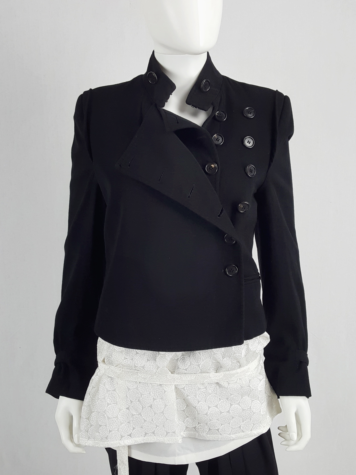 Ann Demeulemeester black jacket with double front and two button 