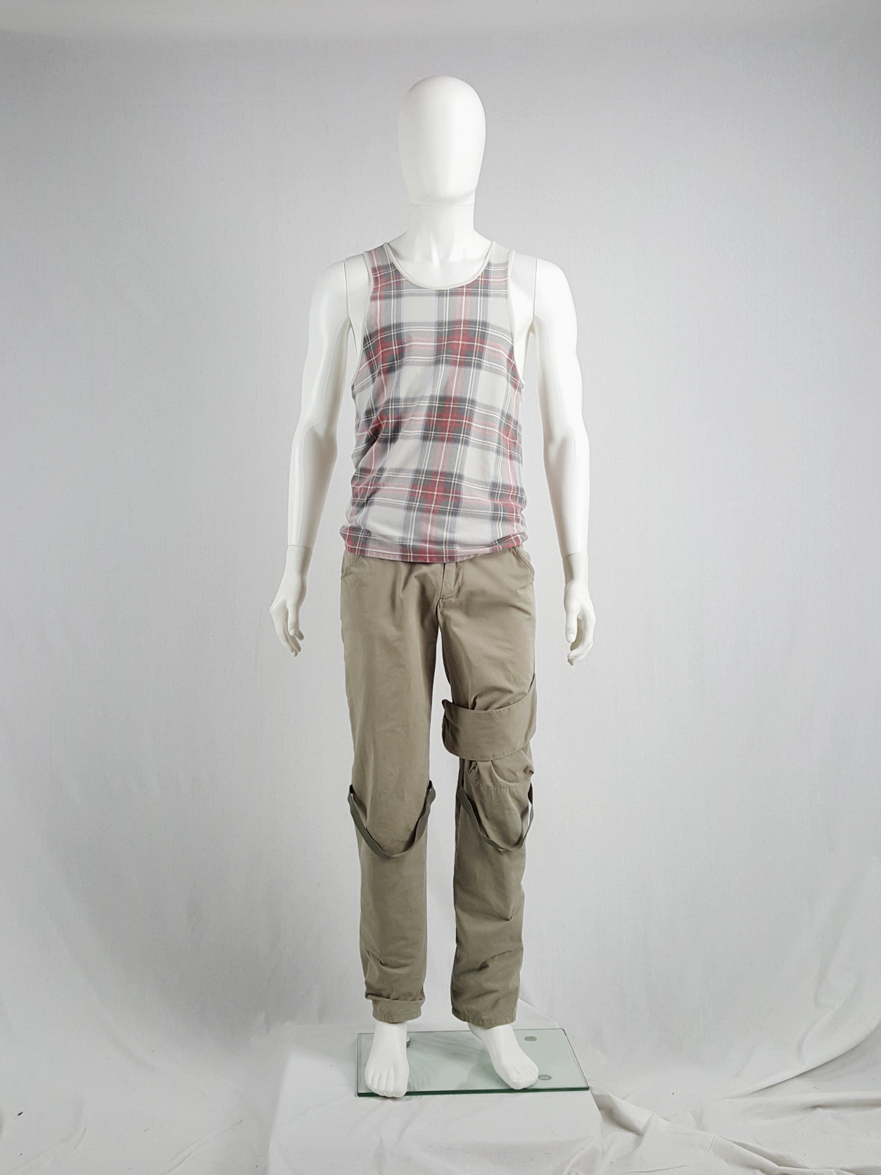 Helmut Lang beige trousers with velcro strap and elastic Helmut Lang beige trousers with velcro strap and elastic