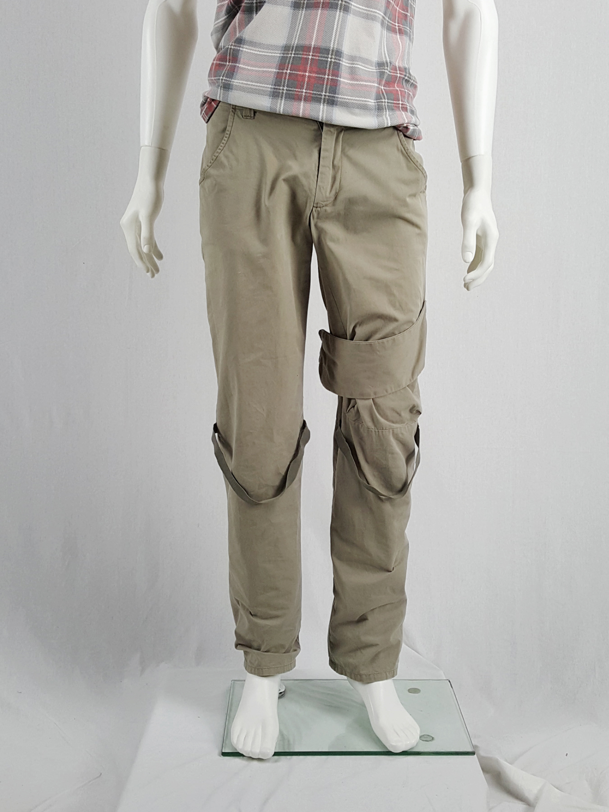 Helmut Lang beige trousers with velcro strap and elastic Helmut Lang beige trousers with velcro strap and elastic