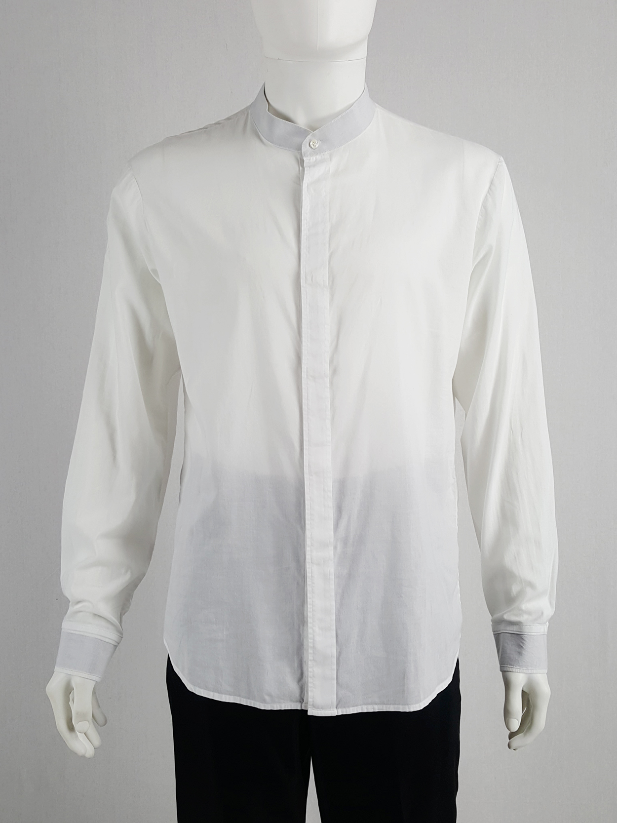 Maison Martin Margiela white minimalist shirt with mao collar 