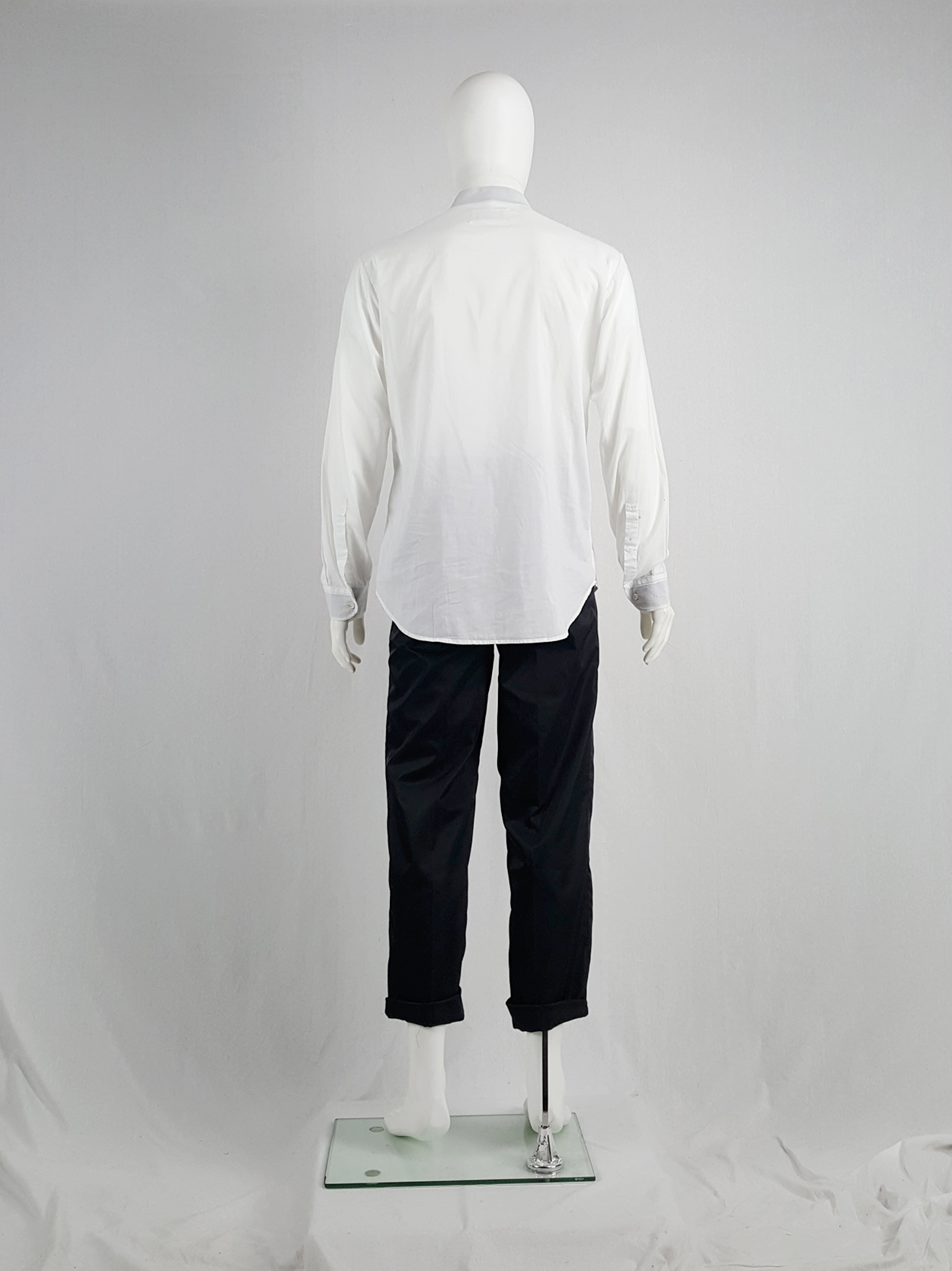 Maison Martin Margiela white minimalist shirt with mao collar 