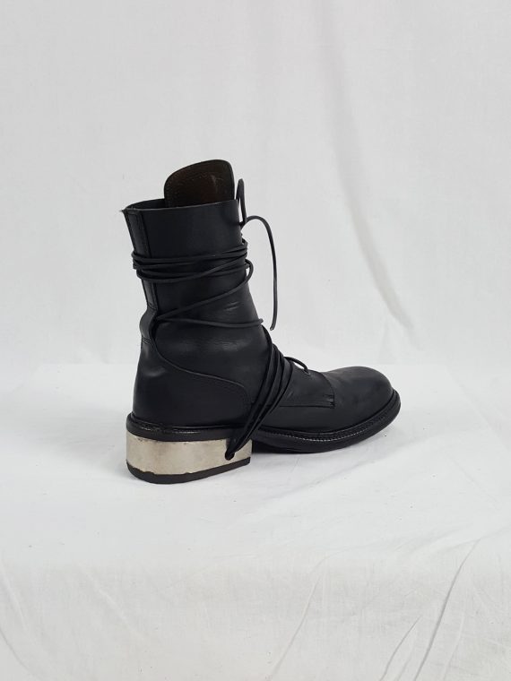 Dirk Bikkembergs black tall boots with laces through the metal