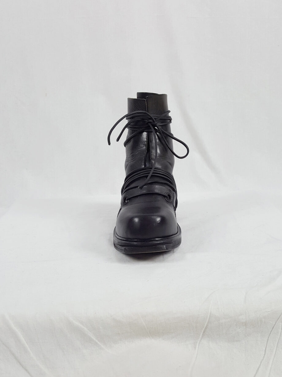 Dirk Bikkembergs black tall boots with laces through the soles (43