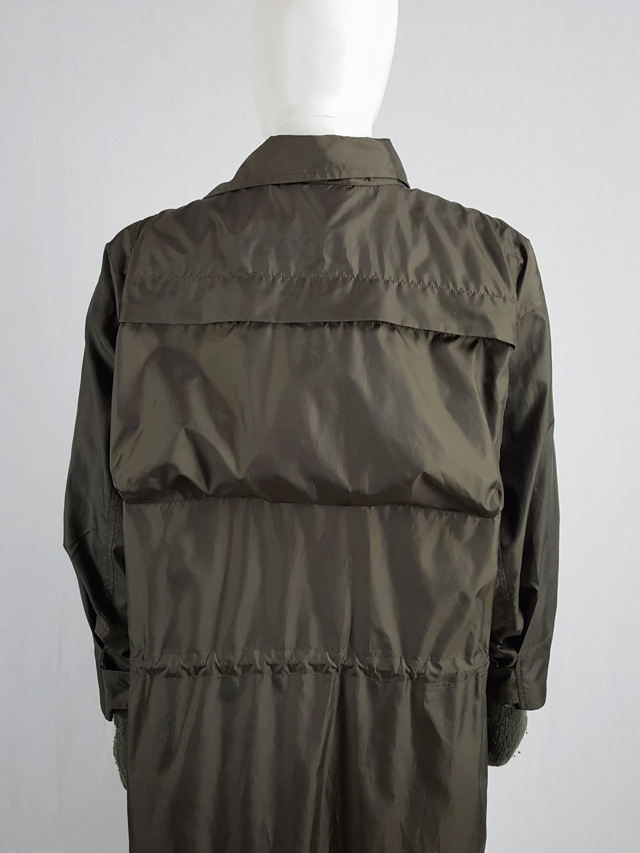 Issey Miyake Windcoat khaki oversized parka that folds into a bag