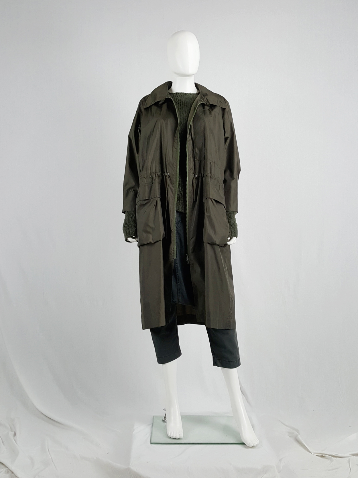 Issey Miyake Windcoat khaki oversized parka that folds into