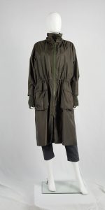 Issey Miyake Windcoat khaki oversized parka that folds into a bag