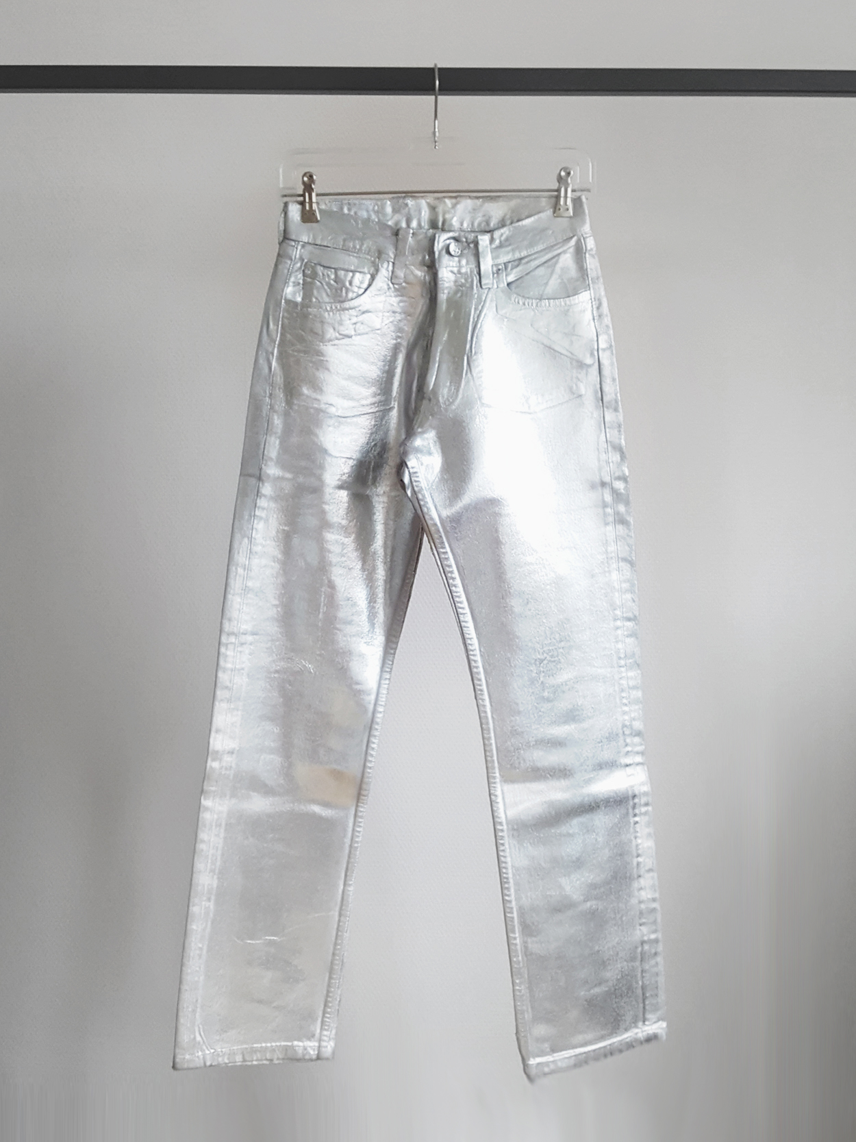 Maison Martin Margiela artisanal silver painted denim trousers 