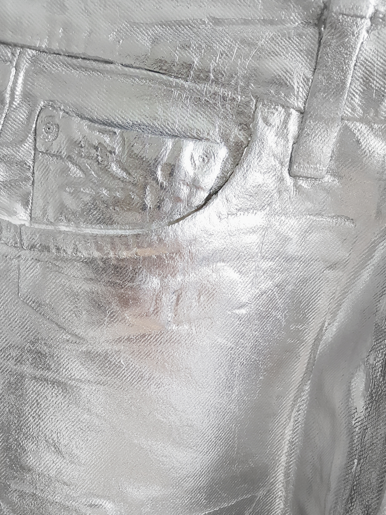 Maison Martin Margiela artisanal silver painted denim trousers