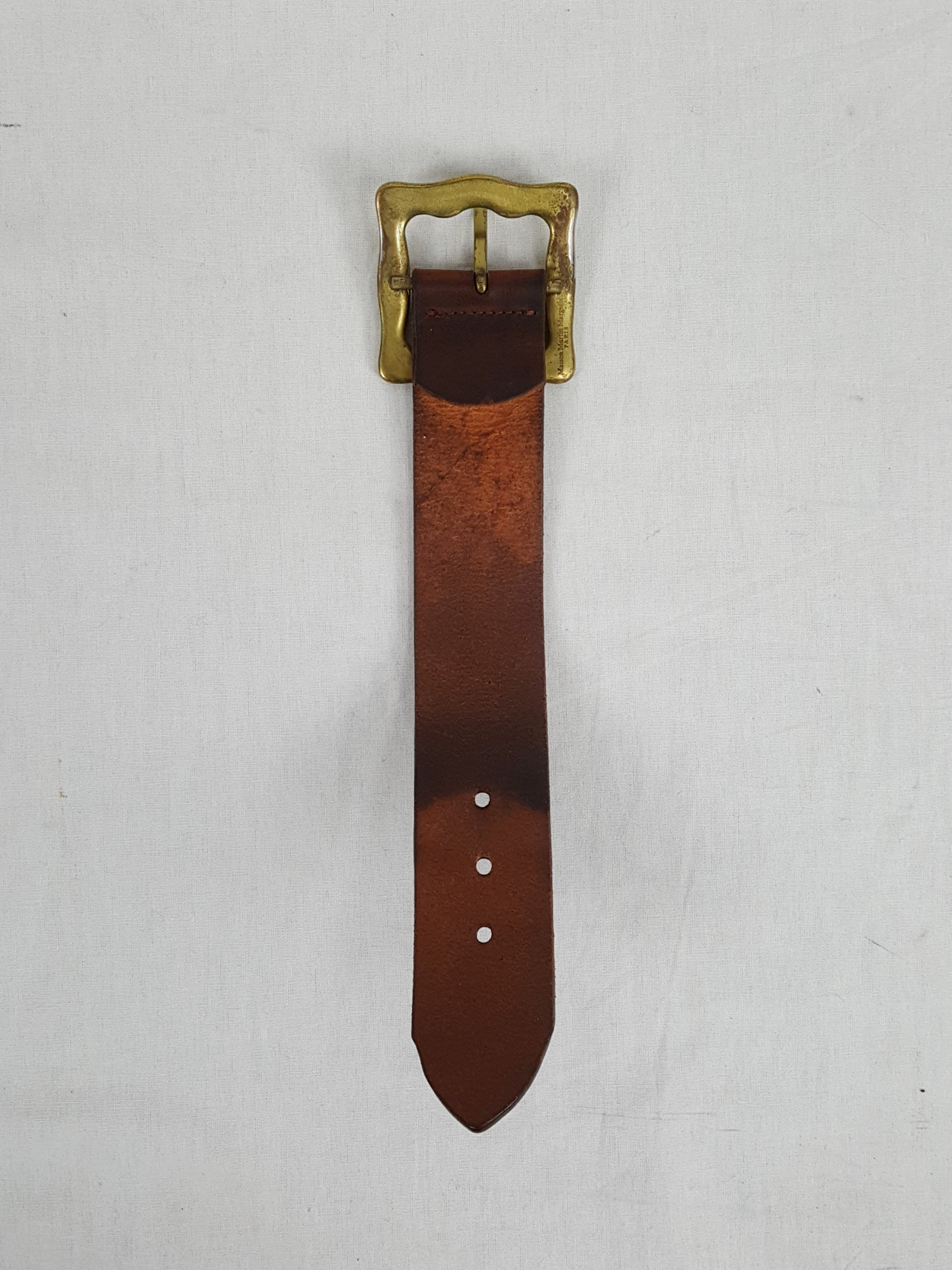Celebrity Stylist Archive | Rare Margiela Chocolate Brown Belt Rose Gold Buckle FOR SALE) Maison Martin Margiela Leather Accessories -AW2008  main image 4
