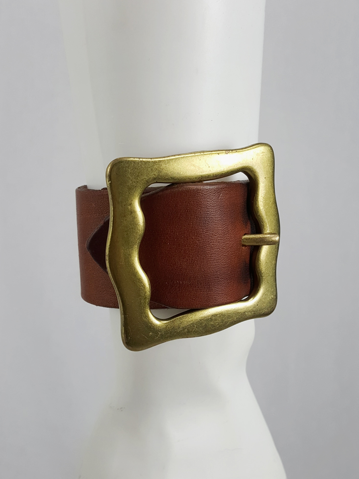Celebrity Stylist Archive | Rare Margiela Chocolate Brown Belt Rose Gold Buckle FOR SALE) Maison Martin Margiela Leather Accessories -AW2008  main image 3