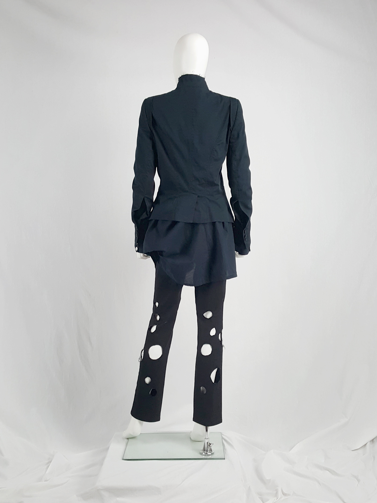 Ann Demeulemeester dark blue asymmetric blazer with buttons 