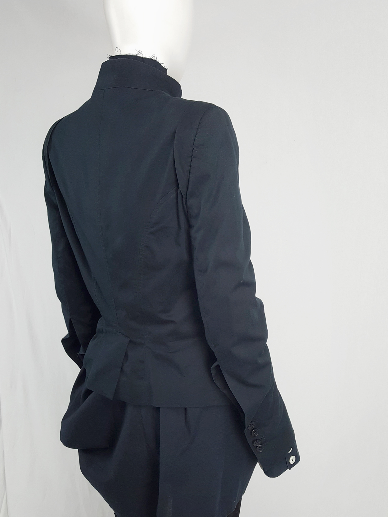 Ann Demeulemeester dark blue asymmetric blazer with buttons