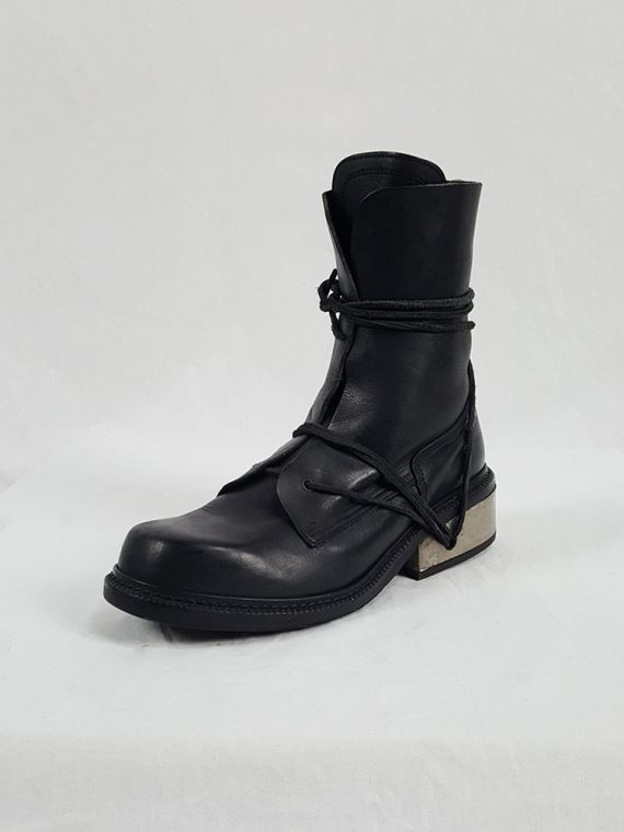 希少DIRK BIKKEMBERGS ブラックミュール＆ブーツ2way35.5 Dirk Bikkembergs black boots with flap and laces through the