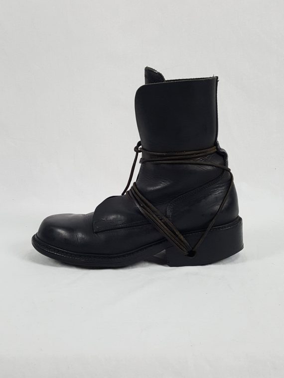 Dirk Bikkembergs black tall boots with laces through the soles (42