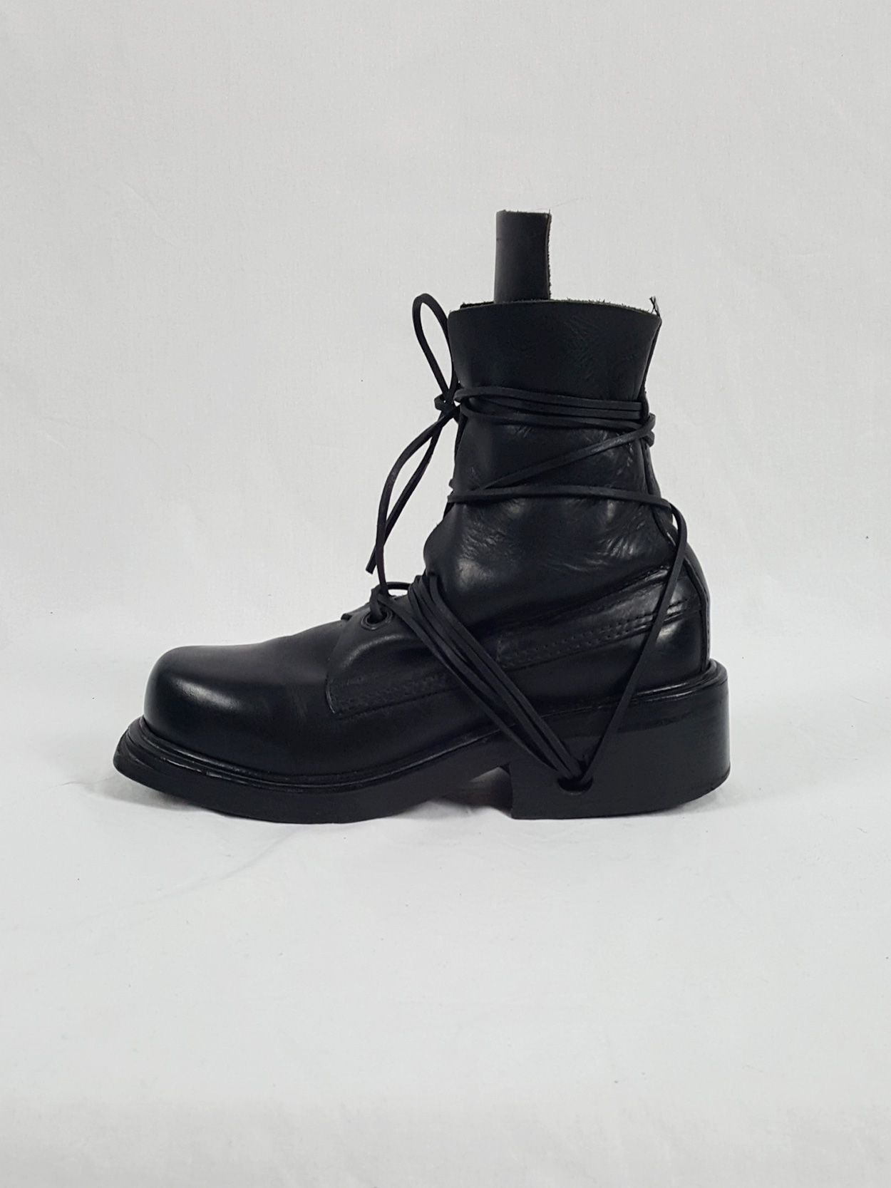 Dirk Bikkembergs black tall boots with laces through the