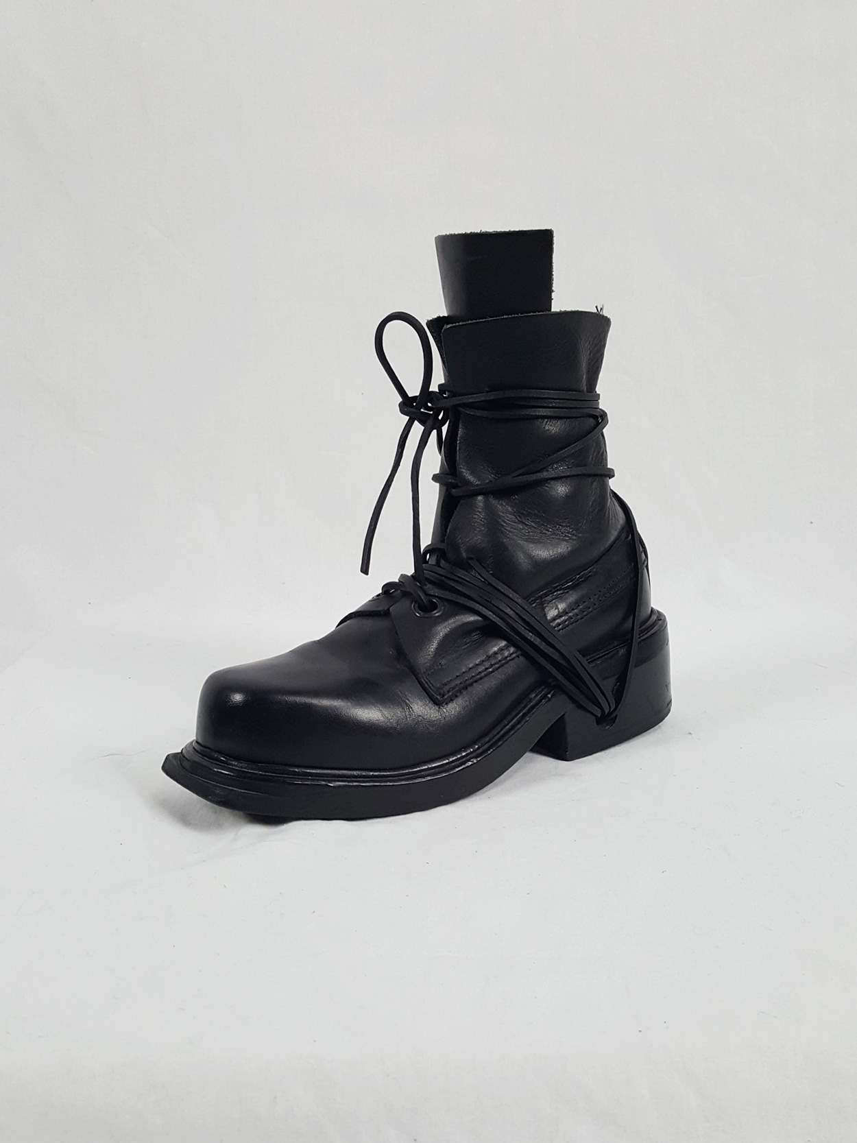 Dirk Bikkembergs black tall boots with laces through the