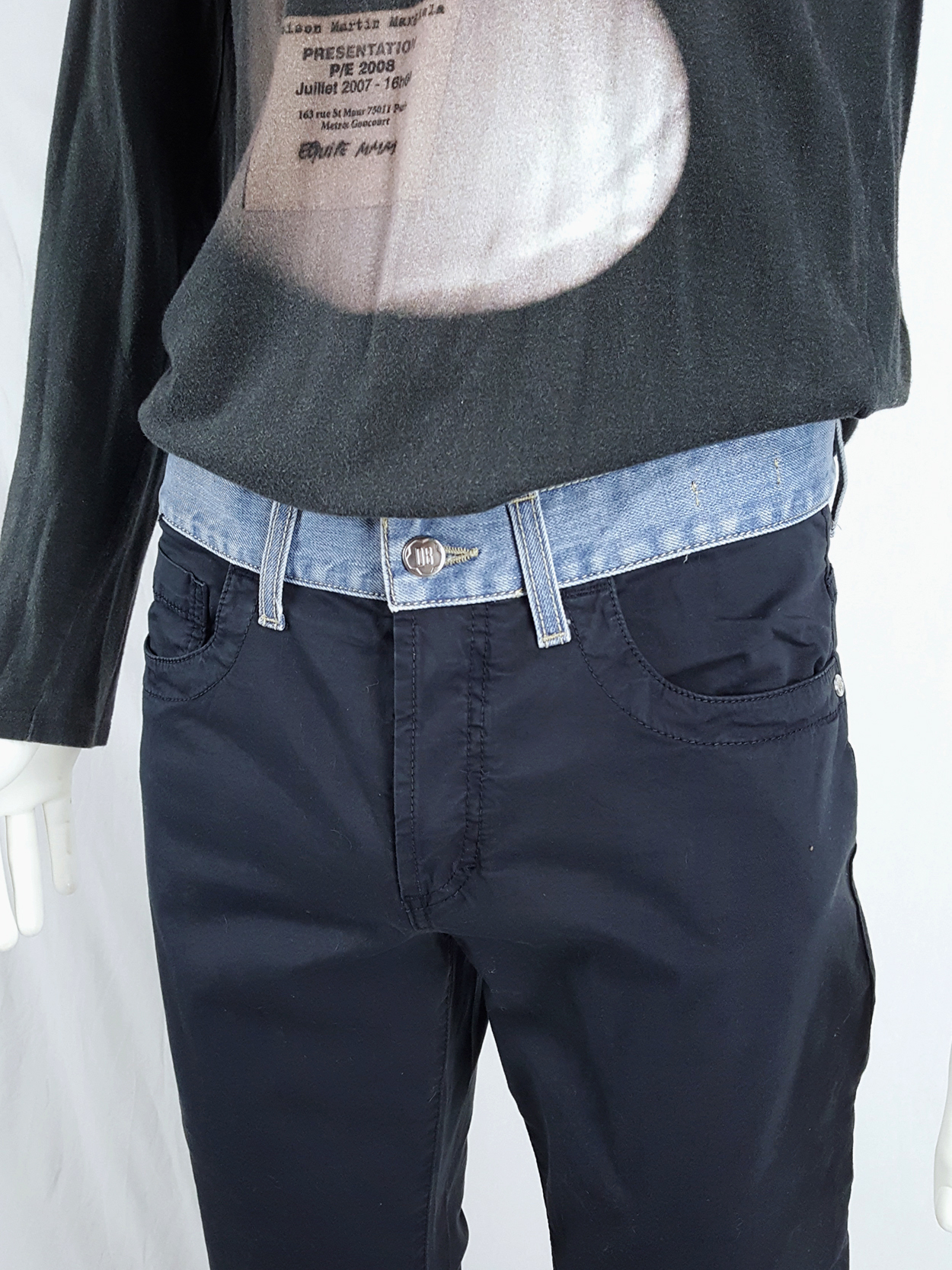 Dirk Bikkembergs dark blue trousers with integrated denim