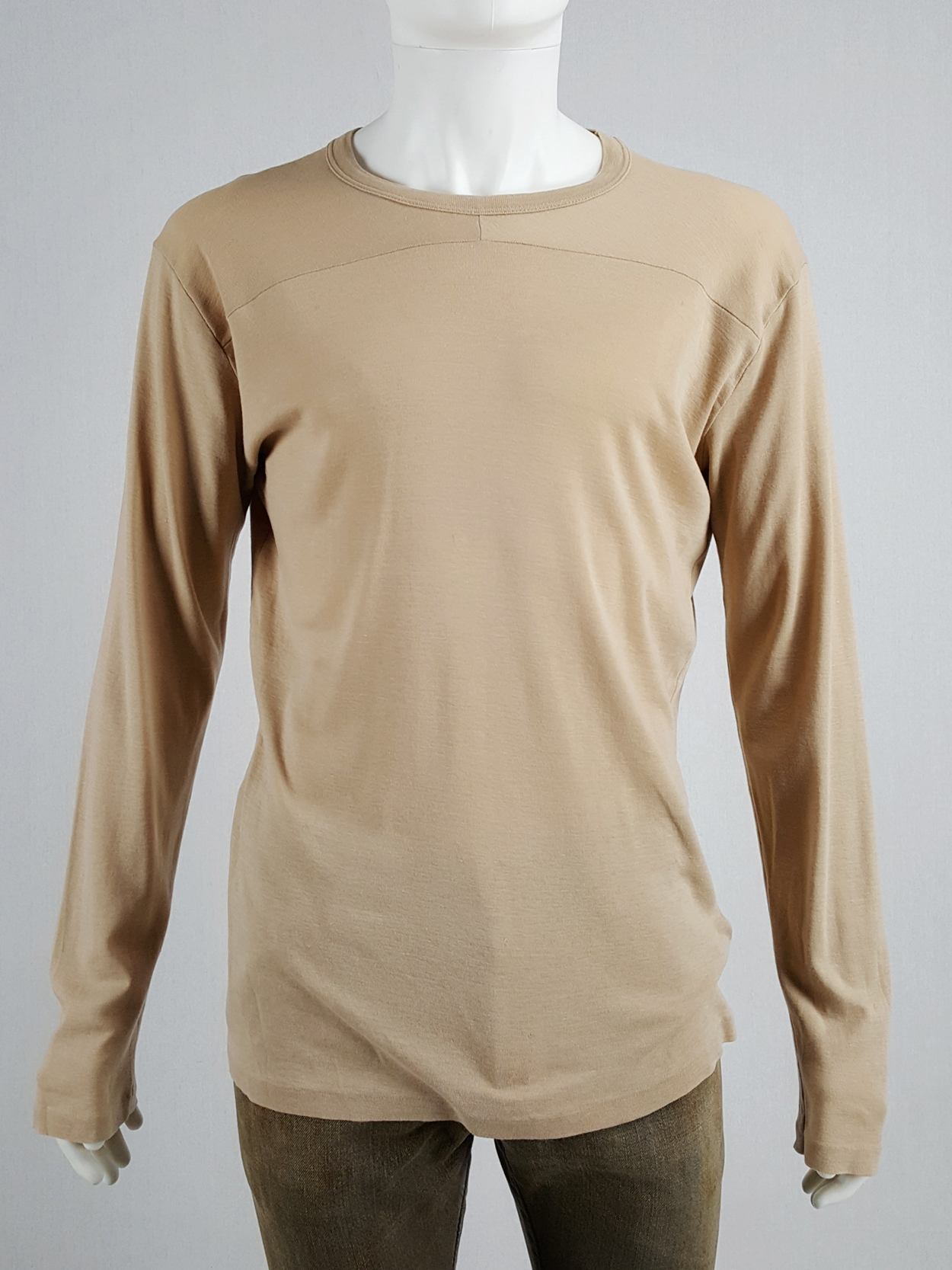 Maison Martin Margiela beige longsleeve top with flat neckline 