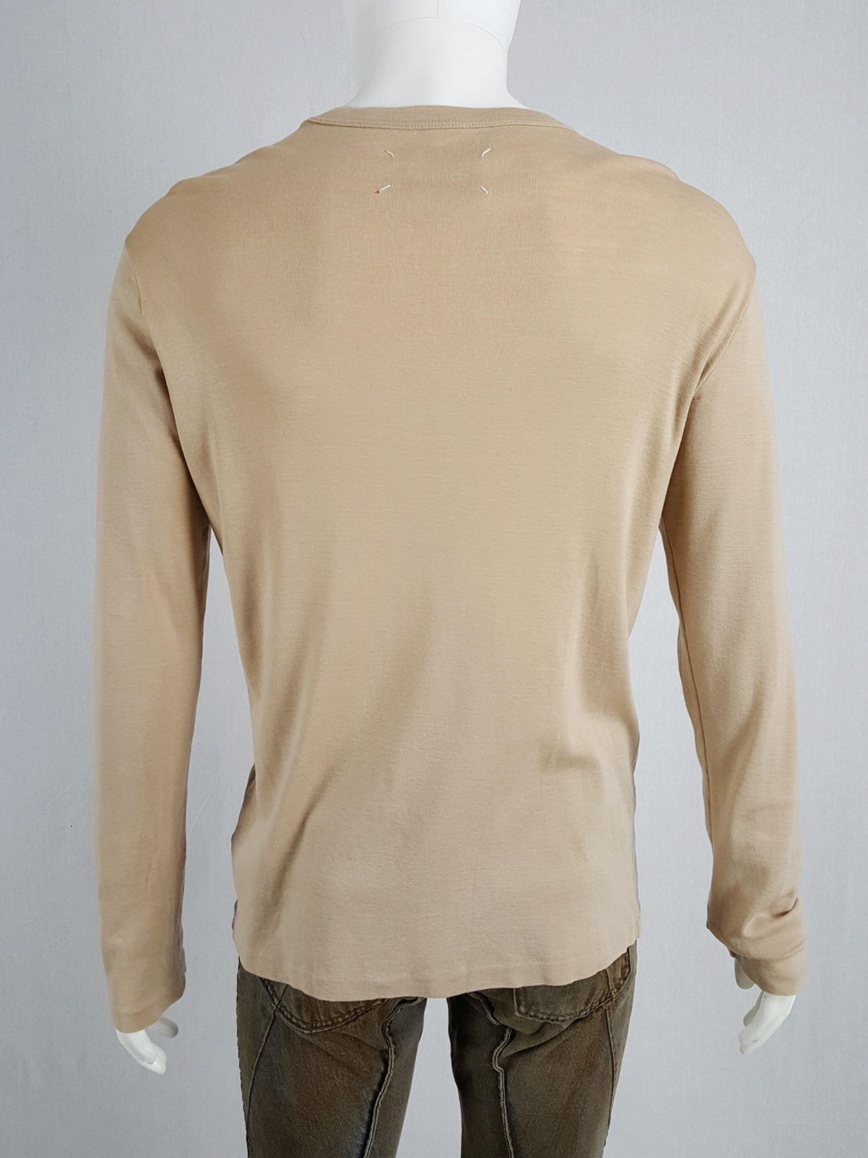 Maison Martin Margiela beige longsleeve top with flat neckline 