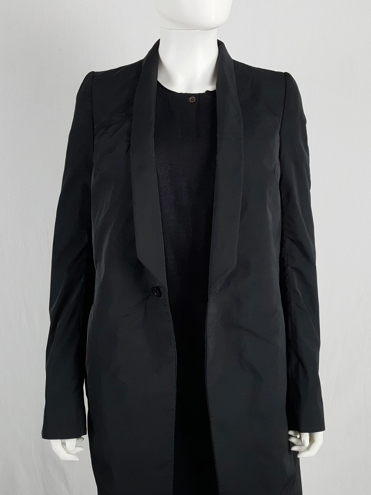 Rick Owens CYCLOPS black long blazer-style trenchcoat — spring 