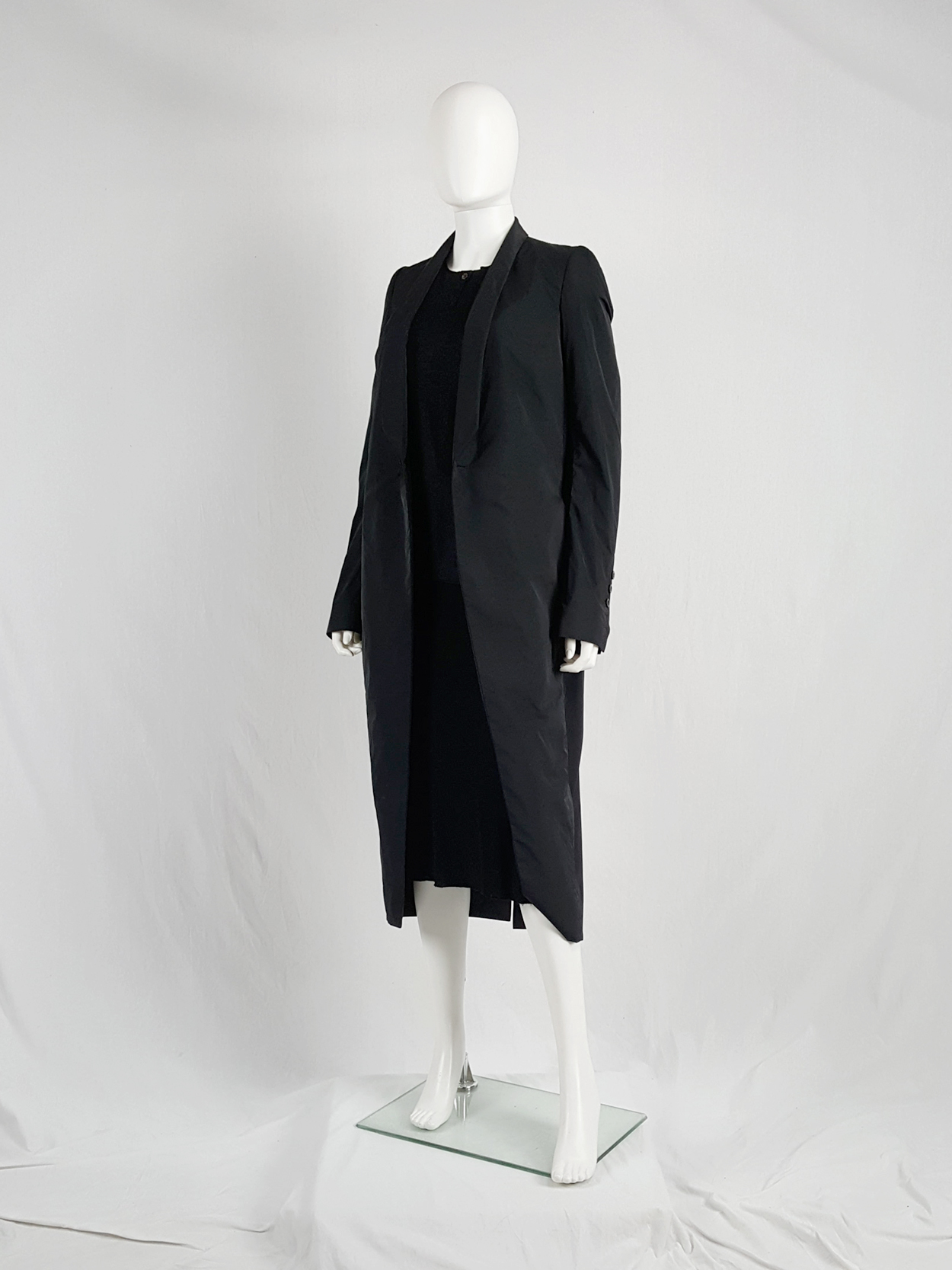 Rick Owens CYCLOPS black long blazer-style trenchcoat — spring 