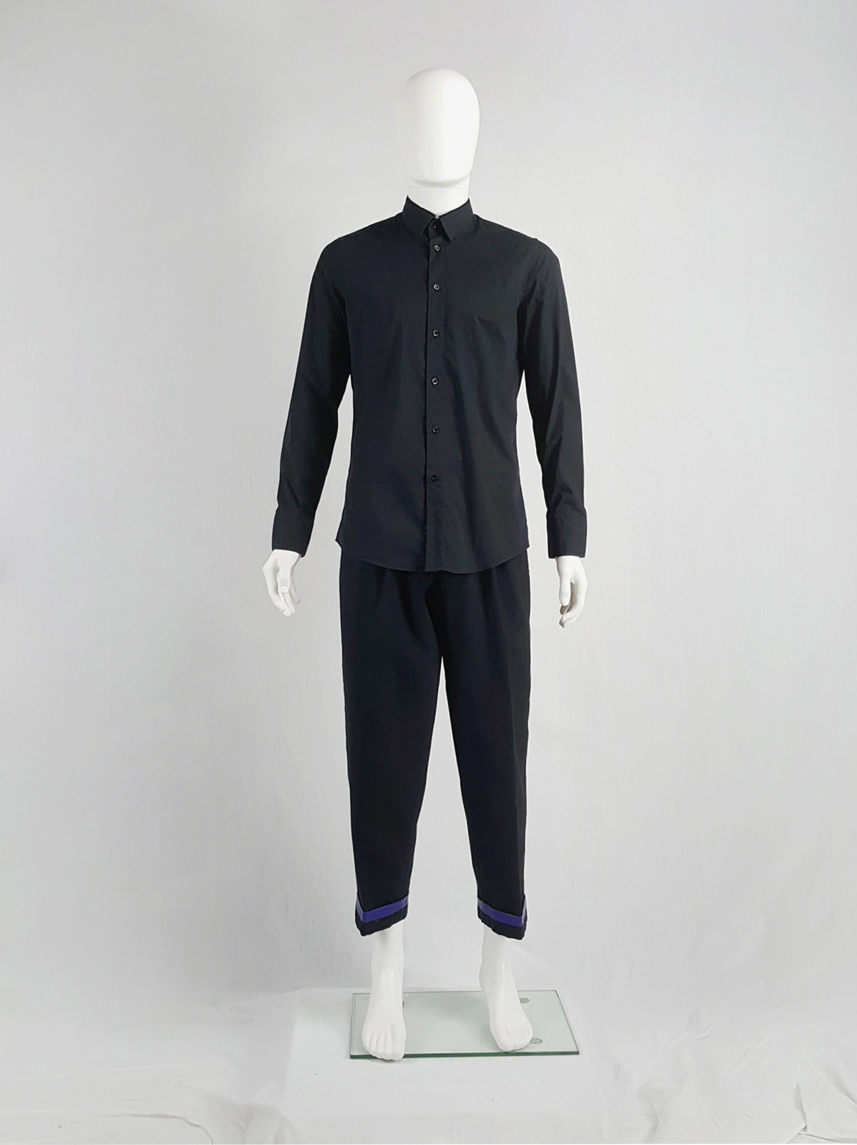 Dirk Bikkembergs black shirt with displaced collar