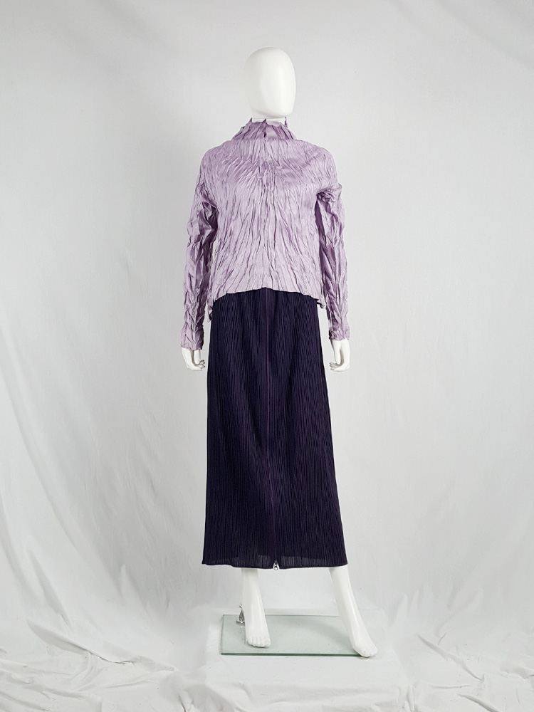 Issey Miyake Pleats Please dark purple pleated maxi skirt with