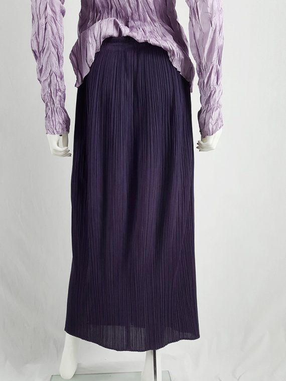 Issey Miyake Pleats Please dark purple pleated maxi skirt with
