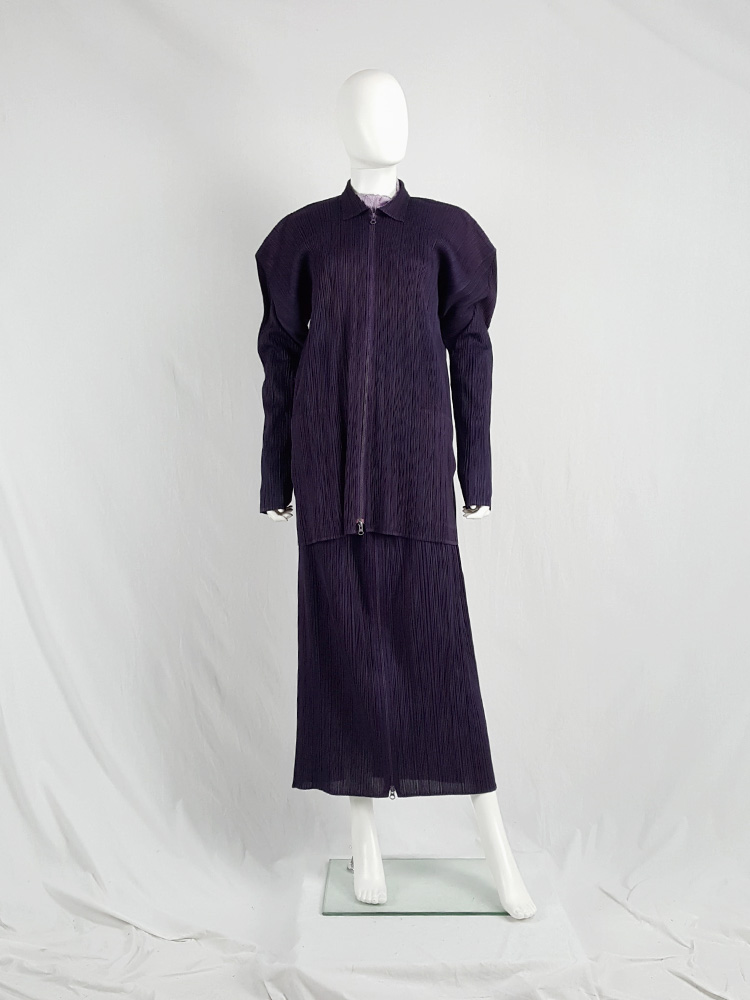 Issey Miyake Pleats Please purple pleated cardigan with
