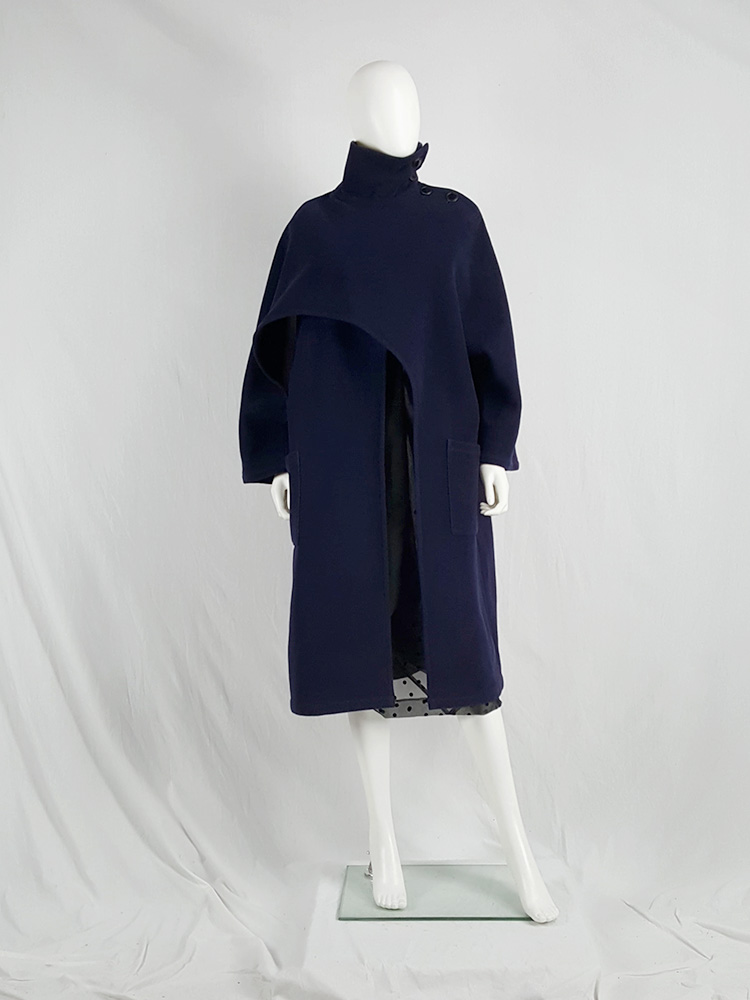 Yohji Yamamoto dark blue oversized sculptural coat — 1980s